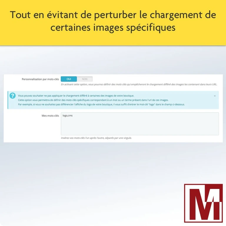 Ou limiter l'option à certains mots clés