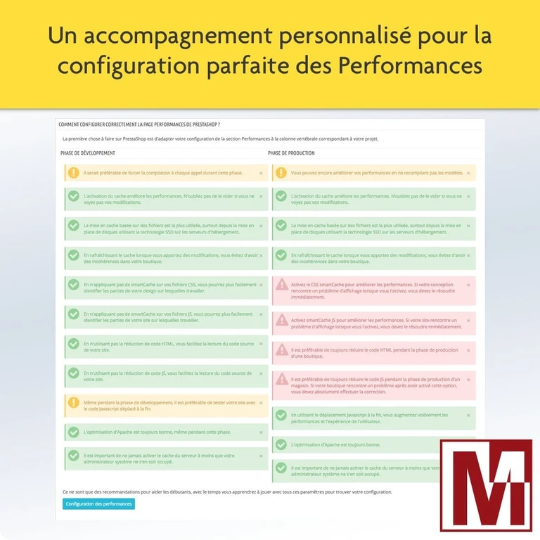 Une analyse du menu Performances et proposé avec ses explications